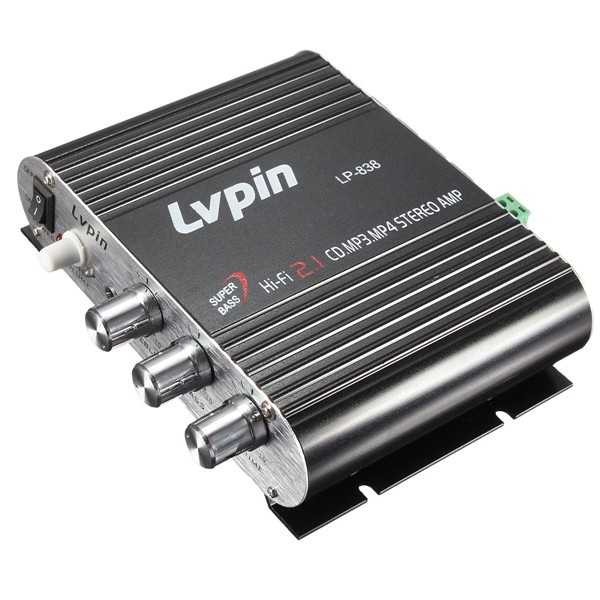 มินิไฮไฟสเตอริโอเครื่องขยายเสียง Treble Bass Booster 12V 200W - LVPIN LP-838