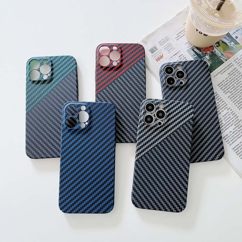 คาร์บอนไฟเบอร์ Matte PC เคสโทรศัพท์สําหรับ iPhone 16 15 14 13 12 11 Pro Max XR XS Ultra Thin การกระจายความร้อน Hard กลับกล้อง Protector Shell