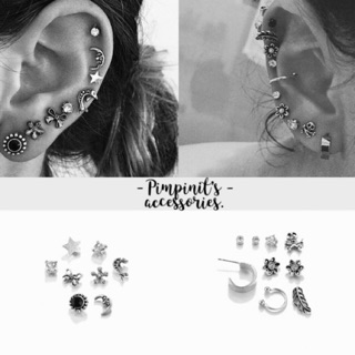 🇹🇭 พร้อมส่ง : ต่างหูเซ็ทสไตล์วินเทจโบฮีเมี่ยน | Vintage Bohemian Stud Earring Set.