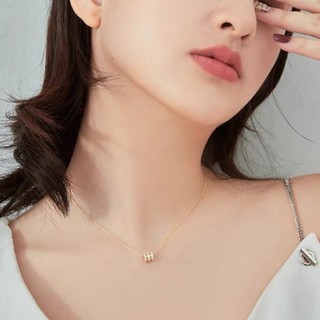 seadada สร้อยคอเกาหลี ทองคำขาว14k Zircon pendant necklace