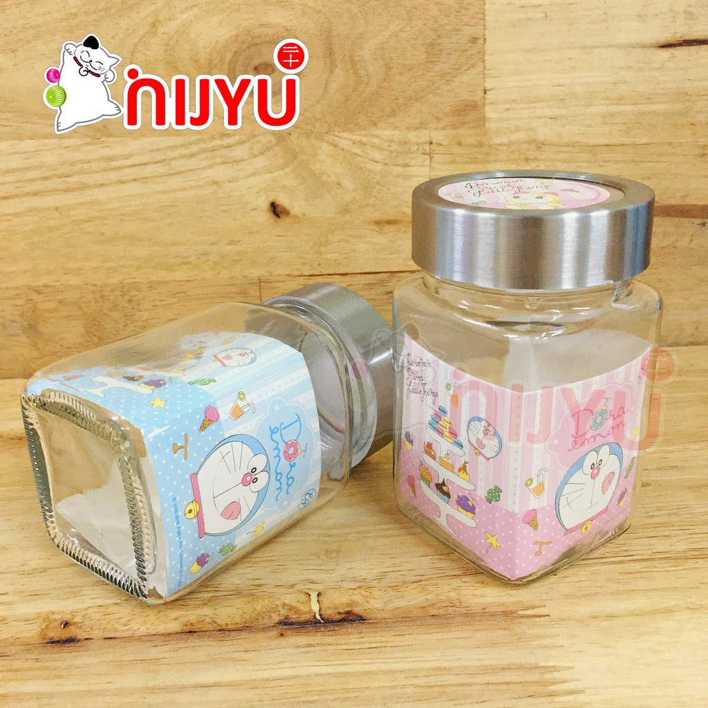 โหลแก้ว เครื่องปรุง พร้อมฝา ปั้มลายนูน /พิมพ์ลาย โดเรมอน โดราเอม่อน โดเรมี Doraemon ลิขสิทธิ์แท้ EP LT 00324