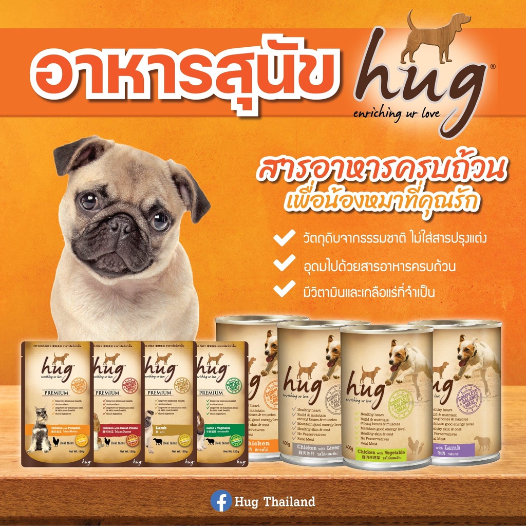 hug ฮัก อาหารเปียกกระป๋องสุนัข 400 กรัม. นำเข้าออสเตรเลีย