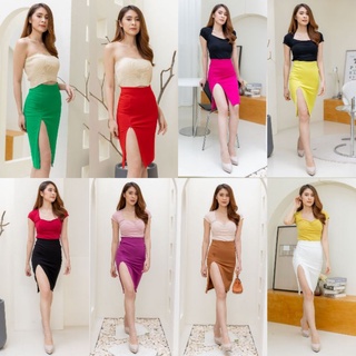 🔥สินค้าขายดี พร้อมส่งจากไทย🔥กระโปรง Pencil Skirt ซิปหน้า ทรงสอบ ความยาวเข่า