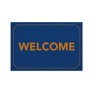 [MT01-00000062] พรมเช็ดเท้า พรมดักฝุ่น ลาย New Welcome น้ำเงิน ขนาด 40x60 ซม