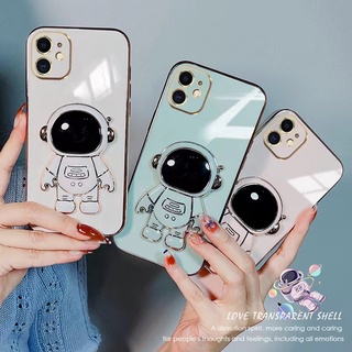 เคสนักบินอวกาศมีขาตั้ง สำรับรุ่นiPhone14 pro max 13 13promax 11 7plus 8plus 7 8 se2 se3 6 6sนิ่มเคสสิชิโคนขอบตรงกันกล้อง