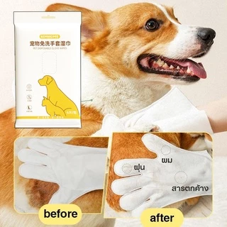 SKISOPGO ถุงมือสัตว์เลี้ยงแบบใช้แล้วทิ้ง 6pcs ดับกลิ่น ดูแลผิวสุนัขและแมว ถุงมือทำความสะอาดระงับกลิ่นกายสำหรับแมว