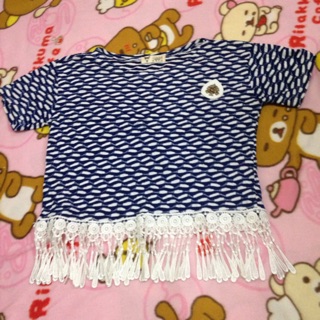 เสื้อครอปแขนสั้น ชายระบาย