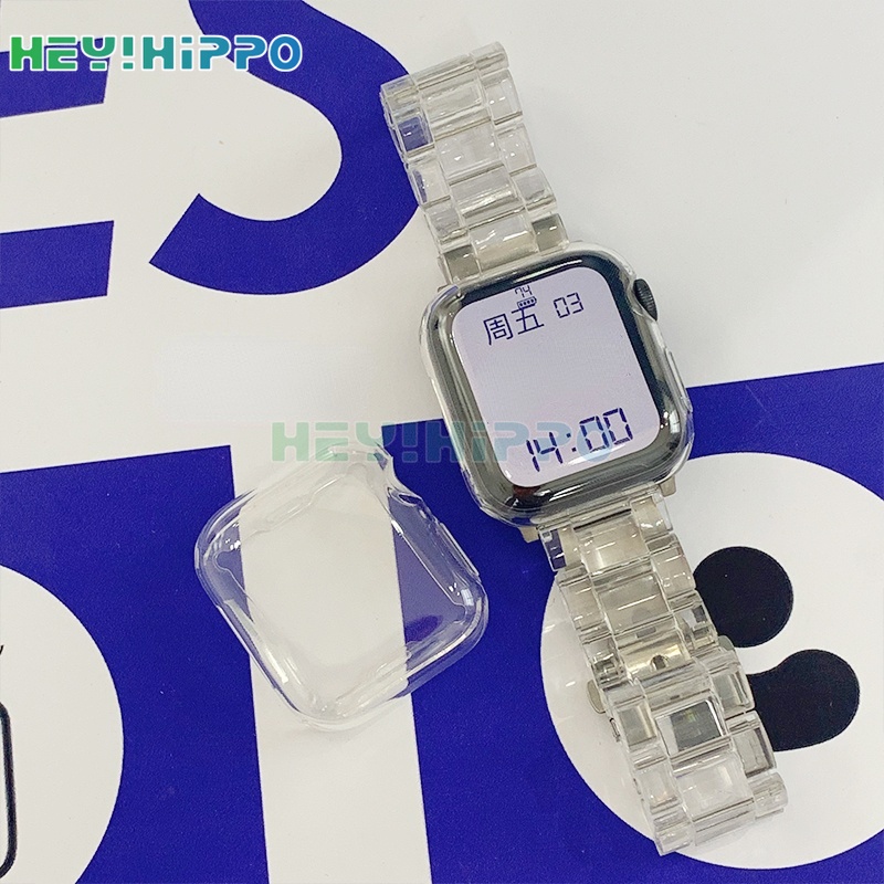 สายนาฬิกาข้อมือ TPU แบบใส สําหรับ Apple Watch 41 มม. 45 มม. iwatch 7 6 5 4 3 SE