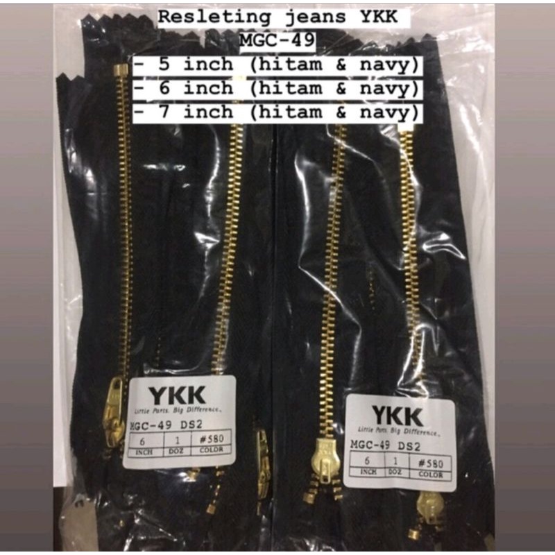 JEANS ZIPPER / RUSTPROOF YKK BRAND JEANS ZIPPER PER PIECE