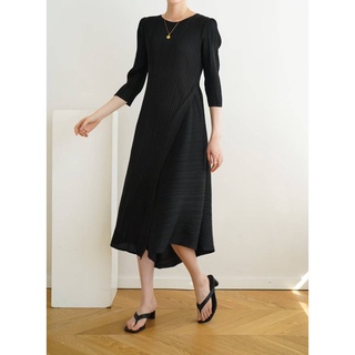 Best Seller!! 2MUAY PLEAT DRESS เดรสผู้หญิง เดรสพลีทคุณภาพ รุ่น GJO2059 13สี FREE SIZE HALF SLEEVE ASYMMETR PLEAT DRESS
