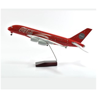 [47CM] โมเดลเครื่องบิน Coca Cola Airbus A380 Airplane Model with LED Light (Touch or Sound Control) Plane for Decoration