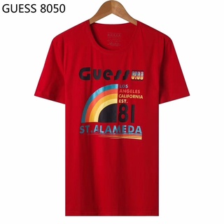 [100% Cotton] Guess เสื้อยืดแขนสั้นลําลอง ผ้าฝ้ายแท้ พิมพ์ลาย แฟชั่นสําหรับผู้ชาย