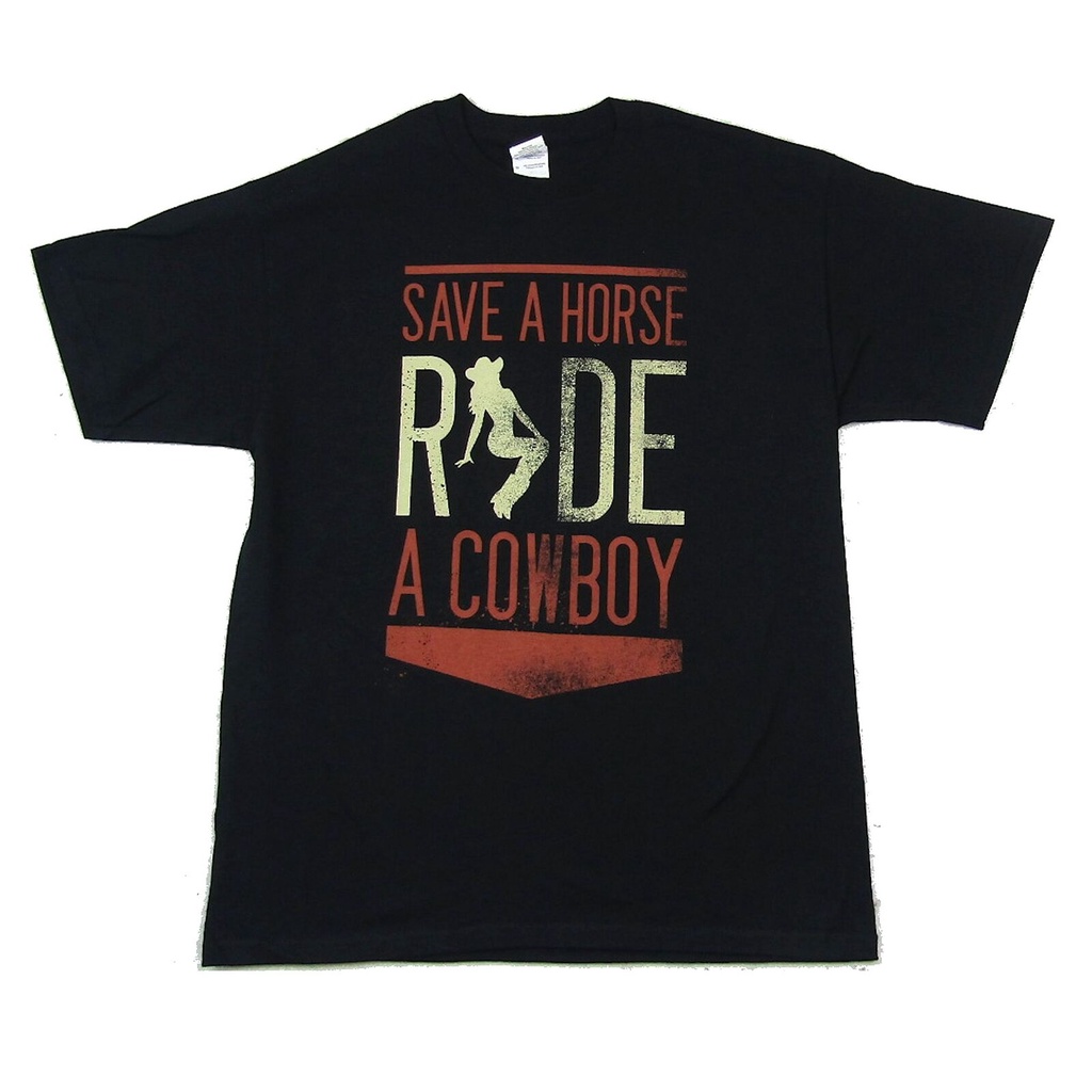 [COD]ขายดี เสื้อยืดลําลอง แขนสั้น พิมพ์ลาย Big Rich Save A Horse Ride A Cow Black Official Merch LGe