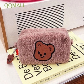 Qqmall กระเป๋าเครื่องสําอาง ผ้ากํามะหยี่ขนนิ่ม แบบพกพา ขนาดใหญ่ จุของได้เยอะ ลายหมี สไตล์เกาหลี สําหรับผู้หญิง นักเรียน