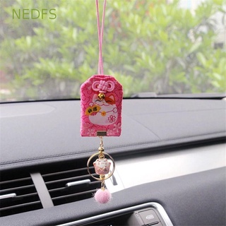 Nedfs Maneki Neko จี้ห้อยกระจกมองหลังรถยนต์ จี้ปอมปอม จี้โอมาโมริ จี้แมวนําโชค สไตล์ญี่ปุ่น