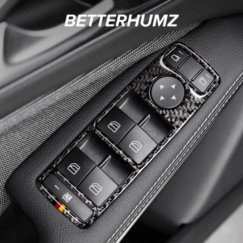 BETTERHUMZ Carbon Fiber For Mercedes Benz W176 W204 W212 C Class Car Window Control Panel Sticker Interior Trim Car Ac00