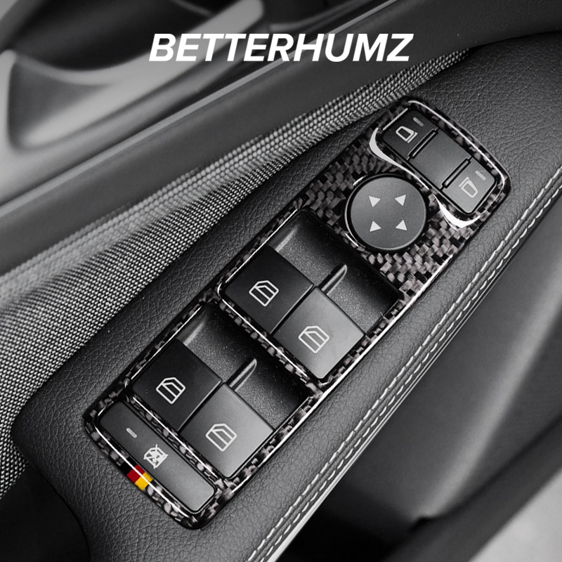 BETTERHUMZ Carbon Fiber For Mercedes Benz W176 W204 W212 C Class Car Window Control Panel Sticker In