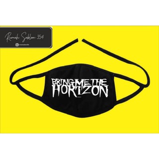 ผ้าปิดหู ลายโลโก้ Bmth Mask Writing BRING ME THE HORIZON สีดํา สําหรับเด็ก และผู้ใหญ่ 2 ชั้น