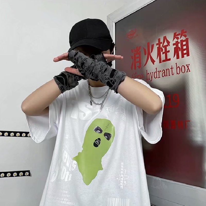 T-shirt Korean style street hip-hop trend men's short-sleeved T-shirt Personalized anime print crew neck top Oversized l #4