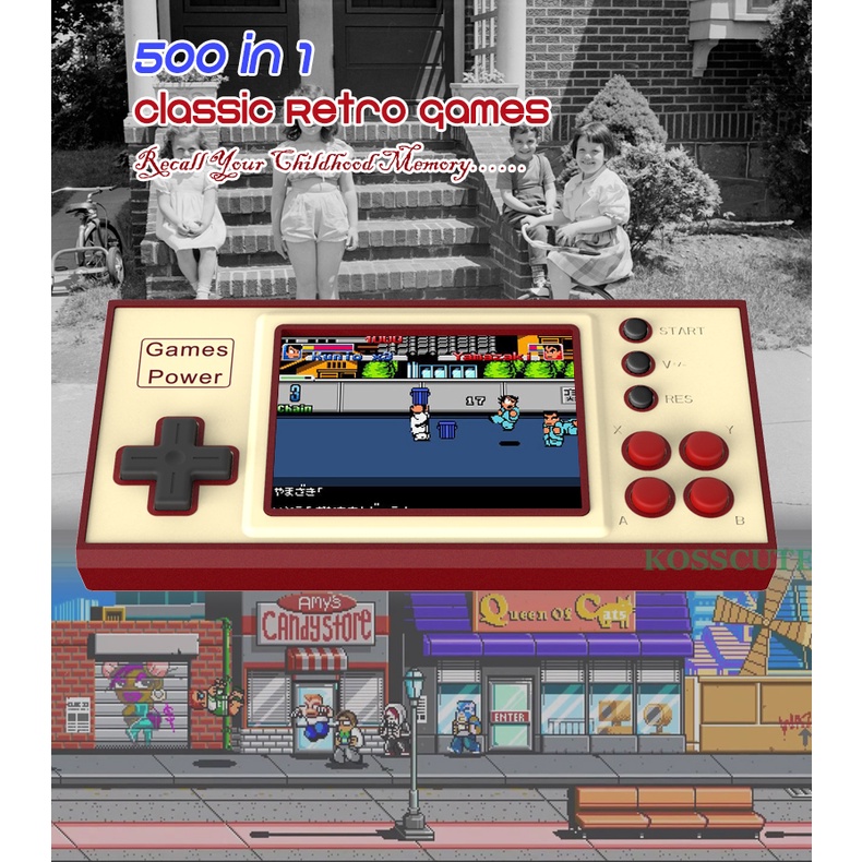 3.0 Inch Classic Video Game Console Built-in 500 Games Mini Portable ...