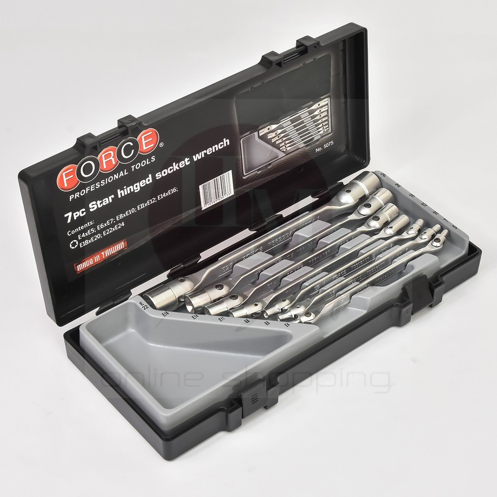 FORCE ประแจ ประแจบล็อก ประแจบล็อค ประแจบล๊อก ประแจบล็อกหัวจีบ ประแจบล็อกดาว ชุดประแจบ๊อกซ์หัวจีบ 7 ช