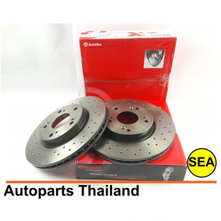 จานเบรกหน้า  BREMBO  รุ่น  XTRA สำหรับ HONDA CIVIC FD FB 2.0 / CRV II 02   ปี 06-14  (1เซต2ชิ้น)