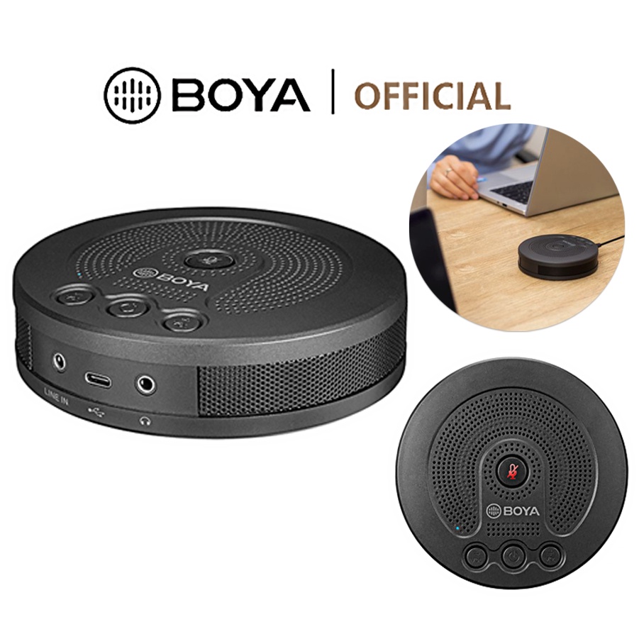 Boya BY-BMM400 Microphone Speaker Battery Powered for Smartphone PC Omnidirectional 180° ใช้สําหรับการประชุมทางโทรศัพท์
