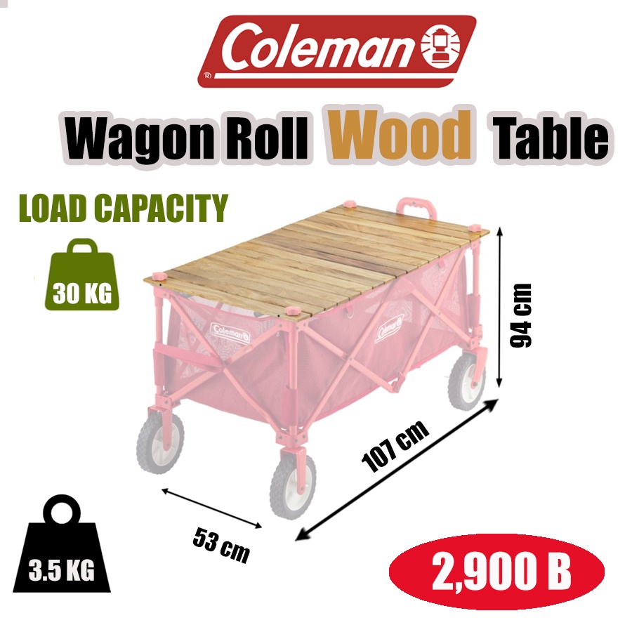 Coleman Outdoor Wagon Roll Wood Table 2000038129
