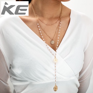 Simple multi-necklace Simple beauty head disc indifferent long collarbone chain jewelry for gi