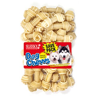 SLEEKY หนังวัวขัดฟันหมารูปกระดูกผูก ขนาด 2.5 นิ้ว แพ็ค 32 ชิ้น