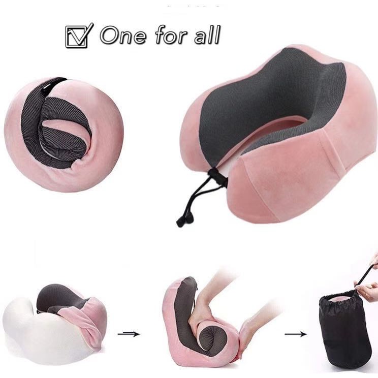 🔥พร้อมส่ง🔥 QC02 หมอนรองคอ พรีเมี่ยม Memory foam มีถุงม้วนเก็บ สินค้าพร้อมส่ง