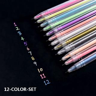 9/12 PCS Colored Gel Pens Set Journal making colorful neutral pens Replaceable pen Fine point 0.6mm Student writing