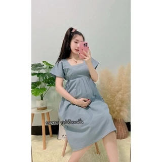ชุดคลุมท้อง ชุดเดรสคุณแม่ตั้งครรภ์สีพาสเทสสีสันสดใส ผ้าฝ้ายฟอกนุ่มใส่สบายจ้า