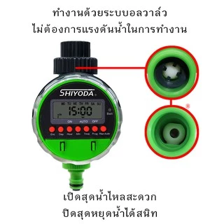 เครื่องตั้งเวลา รดน้ำ อัตโนมัติ ระบบบอลวาล์ว พร้อมข้อต่อแปลงเกลียวและข้อต่อสายไมโคร
