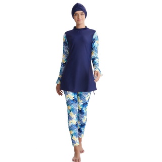 ชุดว่ายน้ำสตรี Muslimah Baju ว่ายน้ำมุสลิมขนาดพลัสสวมแขนยาว UV Protect female013