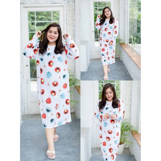 เสื้อผ้าคนอ้วน ชุดนอนพิมพ์ลายเอลโม่ (ไซส์ 3xl-4xl)z9