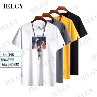 Ielgy【s-6xl】เสื้อยืดคอกลม แขนสั้น ผ้าฝ้าย ทรงหลวม แฟชั่นฤดูร้อน สําหรับผู้ชาย