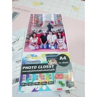 8.8 [มีส่งด่วน]🌟กระดาษโฟโต้TWO HORSRS สำหรับเครื่องปริ้นอิงค์เจ็ท หนา135-260g ขนาดA4 บรรจุ50แผ่น