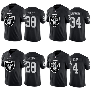 เสื้อกีฬา แขนสั้น ลายทีมชาติฟุตบอล Las Vegas Raiders NFL Crosby Jackson Jacobs Carr สำหรับผู้ชาย