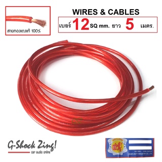 RED LION WIRE&amp;CABLES ทองแดงแท้ 100% (สายแบต เบอร์ 12 SQmm. ความยาว 5เมตร)  จำนวน 1เส้น