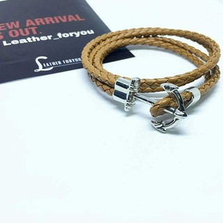 nn_braceletสายรัดข้อมือ RASTACLAT รหัส 067 หนังถักเส้นคู่พันสองทบ ตัวล็อคเป็นเลสสไตล์สมอเรือ