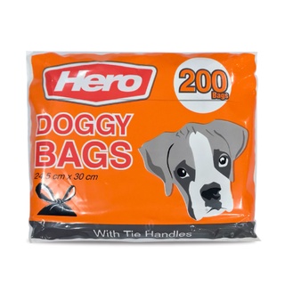 (200 ใบ) Hero Doggy Bag ฮีโร่ ด็อกกี้ ถุงเก็บมูลสัตว์ ขนาด 15 x 30 เซนติเมตร