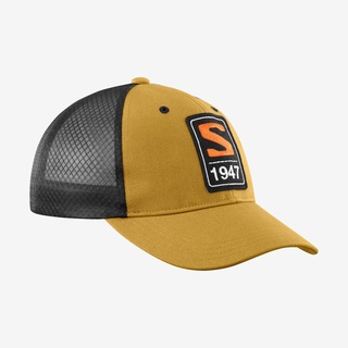 SALOMON CAP TRUCKER CURVED CAP CUMIN/BLACK - หมวกวิ่ง หมวก trucker ปีกโค้ง