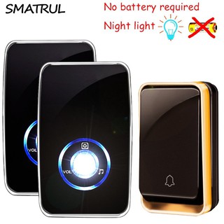 กริ่งประตูไร้สาย Smart Home Wireless doorbell ไม่ต้องใช้แบตเตอรี่กันน้ำ มีไฟLED