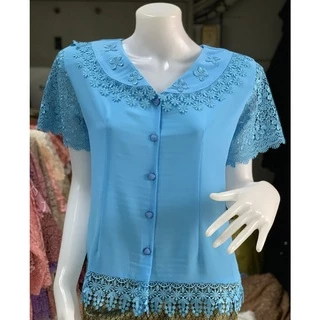 เสื้อลูกไม้คนแก่ ตัดดอก รุ่น ปกบัว