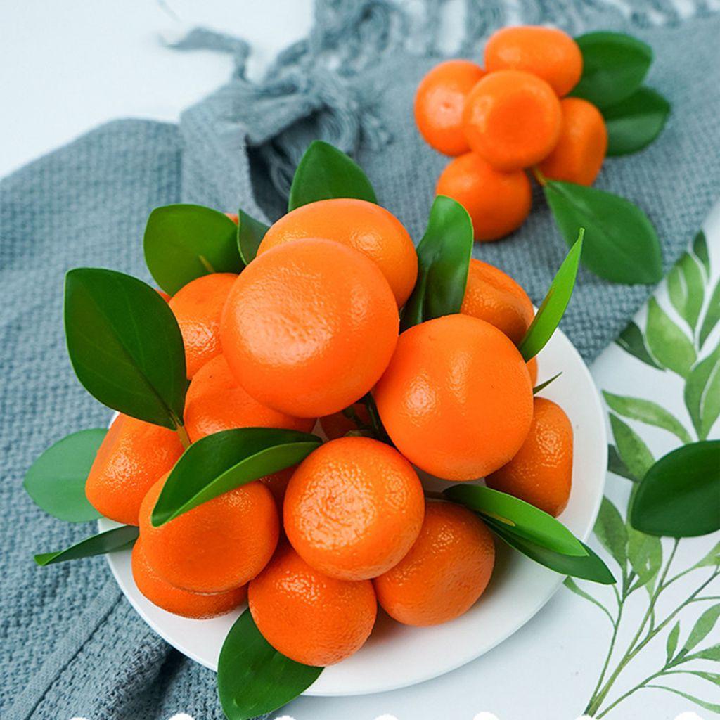 CHROM ส้มปลอมเหมือนจริง 1 ชิ้นผลไม้เลียนแบบแสดงผลไม้ 3-6 กิ่งพร้อมผลไม้และใบ Party Decor - รูปที่ 7