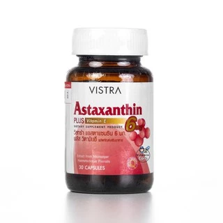 Exp.7/2028 (30 แคปซูล) Vistra Astaxanthin 6mg แอสต้าแซนทิน สาหร่ายแดงเข้มข้น