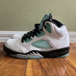 แผ่นสะท้อนแสง Air Jordan 5 retro AJ5 sngl dy "Island Green" DS สีขาว สีดํา CN2932-100