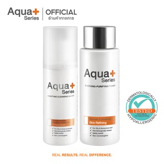 [AQUA9 ลด 130.-] AquaPlus Purifying Cleansing Water 150 ml. &amp; Soothing-Purifying Toner 150 ml. คลีนซิ่ง และโทนเนอร์