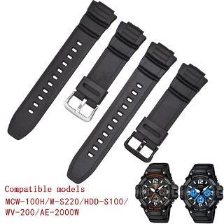 วงนาฬิกาซิลิโคนสำหรับ Casio MCW-100H / 110H / W-S220 / HDD-S100 WV-200 / AE-2000/2100 เรซิ่นสาย 16 มิลลิเมตรอุปกรณ์เสริมนาฬิกาข้อมือ